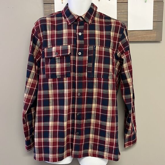 Wrangler ATG Men’s Mix Material Long Sleeve Plaid Button Down Shirt- Medium - Picture 3 of 16